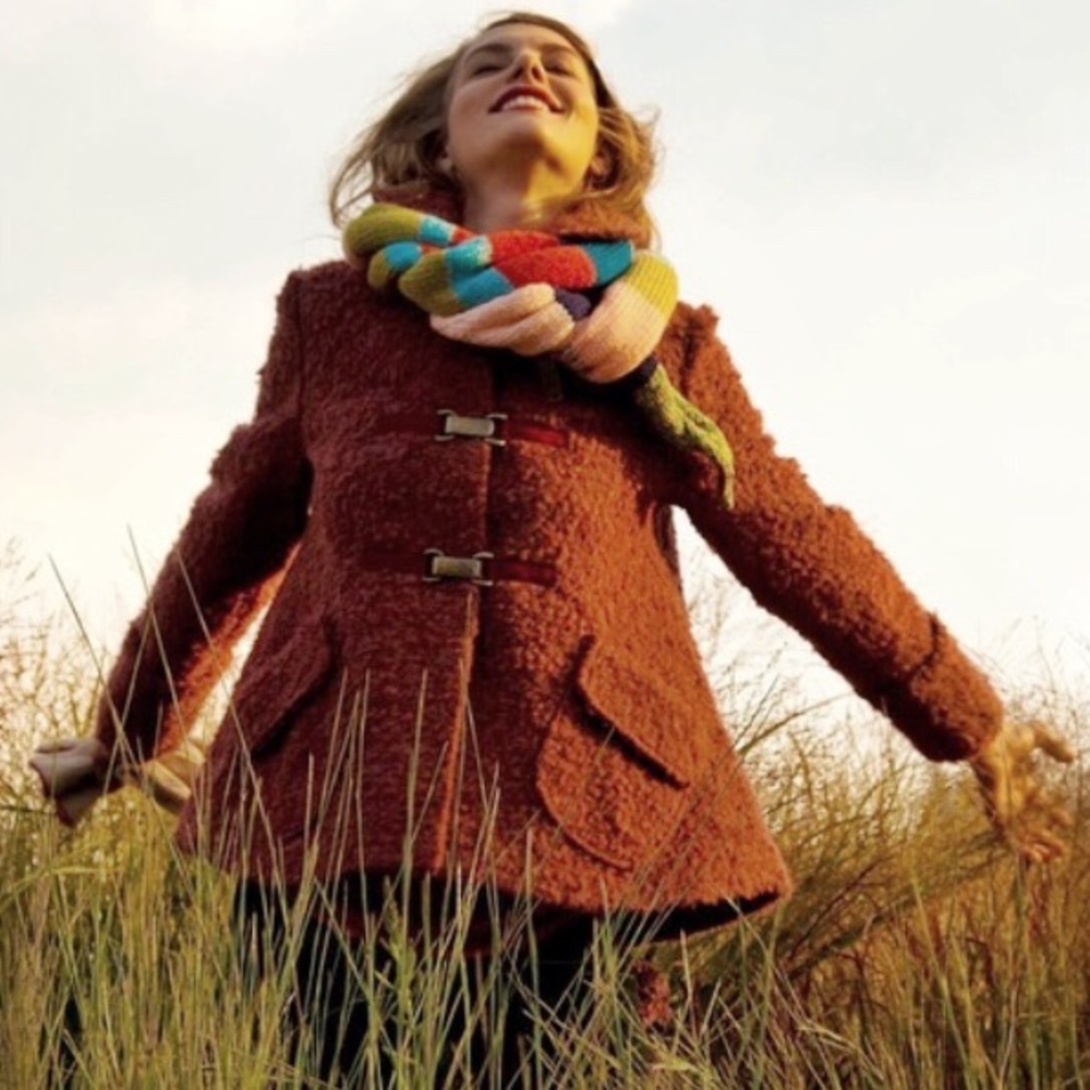 Anthro Amaranth Boucle Swing Loose Wool Coat sz S